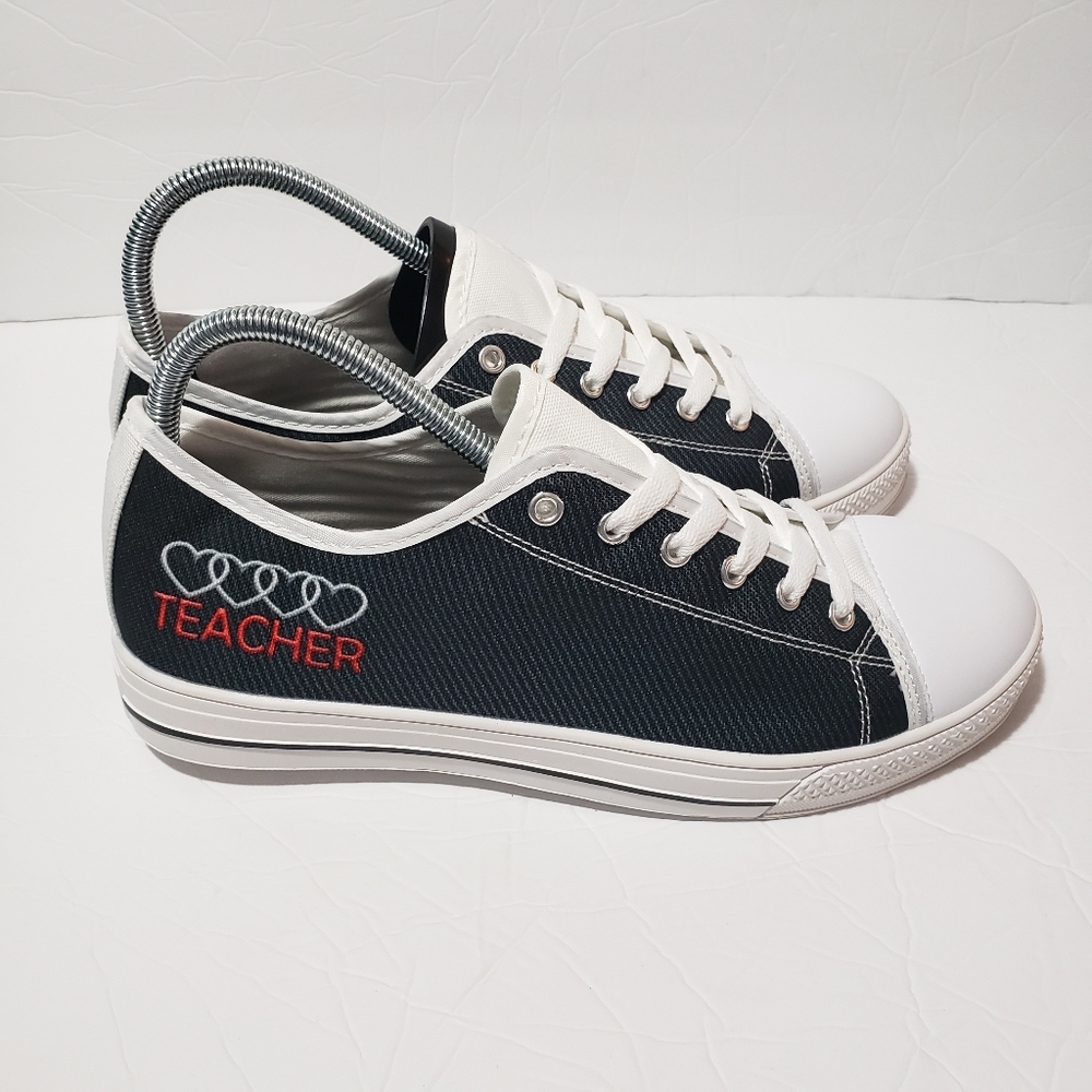 Unisex Adult Heart Teacher dark gray white shoes size M7.5/F10 EU 41 white sole